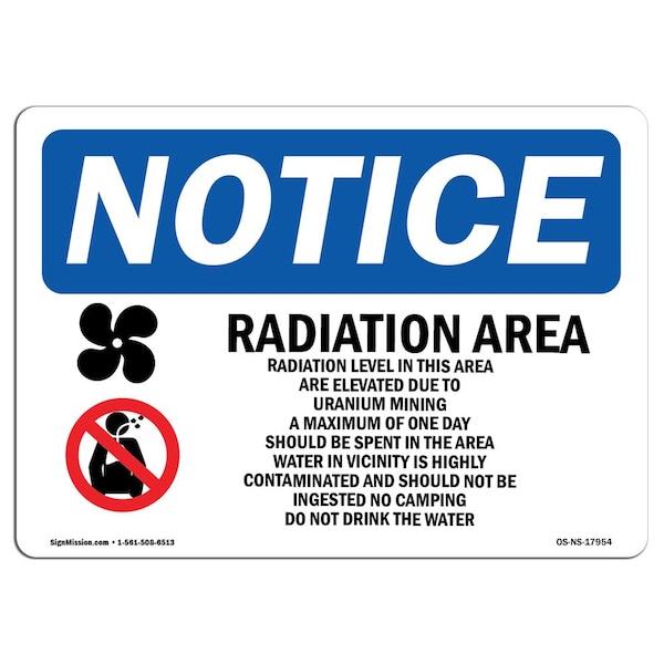 OSHA, Radiation Area Radiation Levels With Symbol, 24in X 18in Rigid Plastic, OS-NS-P-1824-L-17954